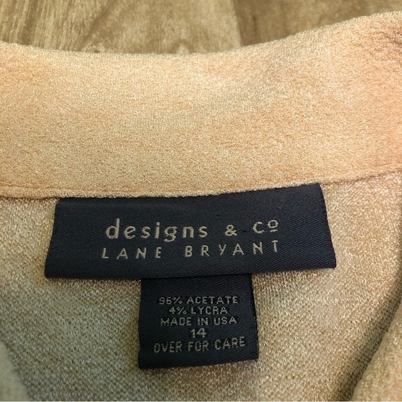 Lane Bryant Designs & Co Sandy Tan Acetate Blazer Jacket Button Size 14 - Picture 7 of 10